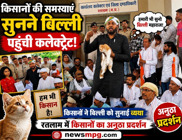गर्मी सड़क पर लोटते हुए पंहुचे किसान नेता, तो किसानों की समस्याएं सुनने कलेक्ट्रेट पहुंची बिल्ली! video viral